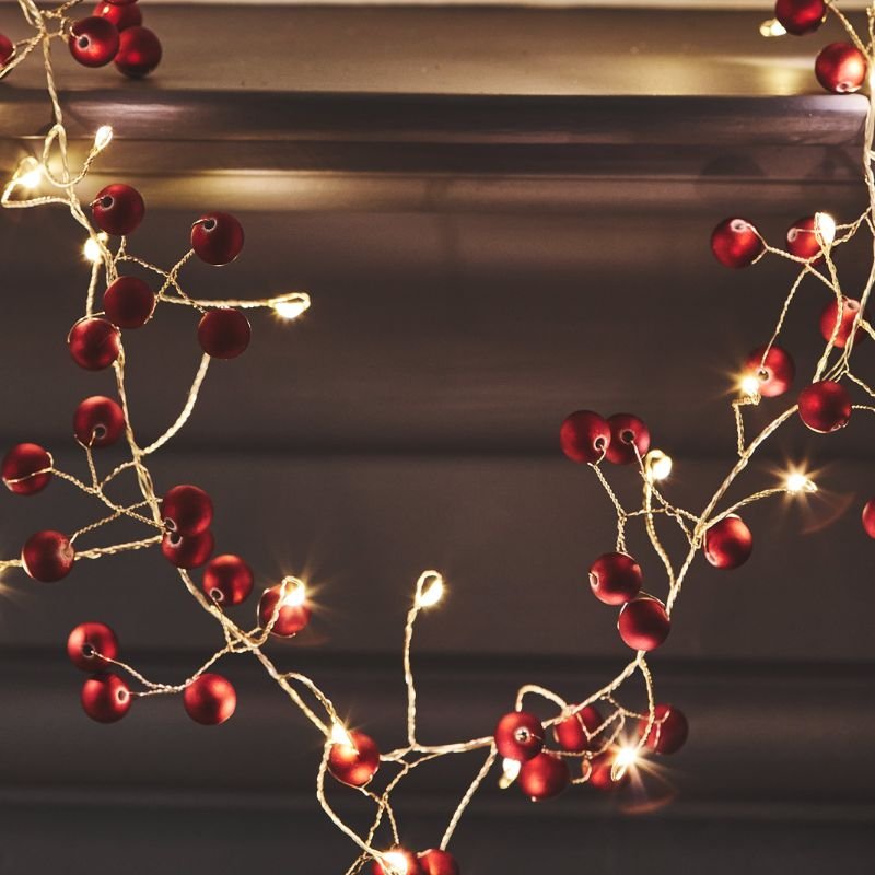 Garland Lights - Red Berry - Battery Operated | Christmas | Christmas Lights | The Elms