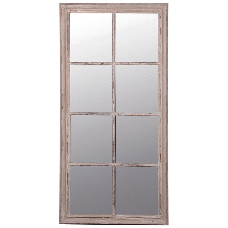 Large Taupe Windowpane Wall Mirror - 74cm x 154cm | Wall Decor | Mirrors | The Elms