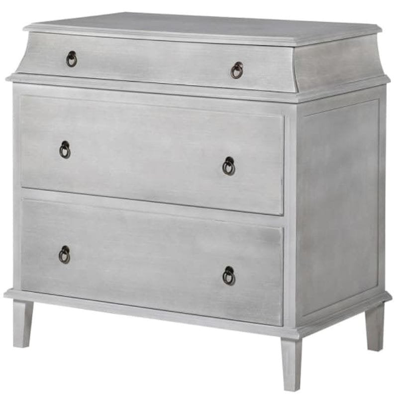 Antiqued Grey 3 Drawer Chest - 91cm x 53cm x 91cm | Bedroom | Bedside Tables & Dressers | The Elms