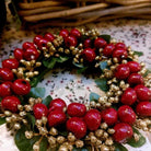 Candle Ring - Shiny Red/Gold Glitter Berry | Christmas | Christmas Candleholders | The Elms