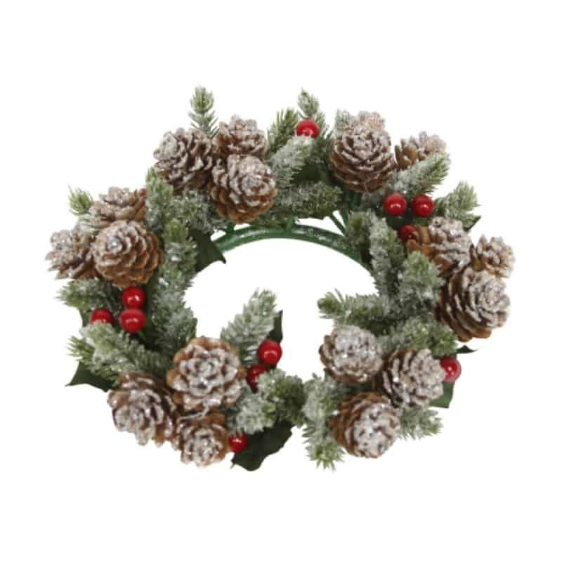 Candle Ring - Frosted Fir/Red Berry | Christmas | Christmas Candleholders | The Elms