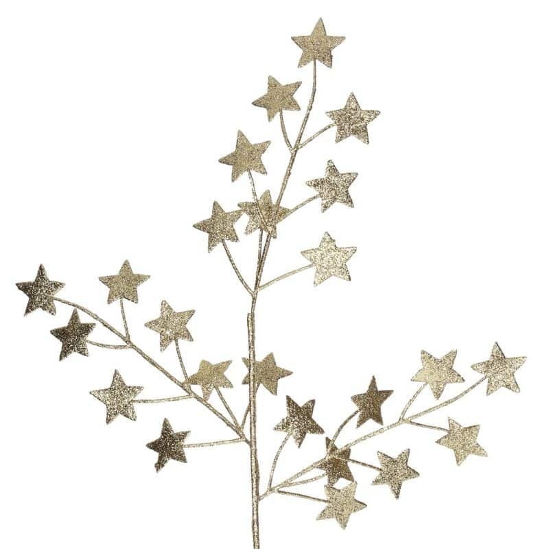 Gold Branch with Gold Stars Spray (Sold individually) | Christmas | Christmas Decorative Accessories | The Elms