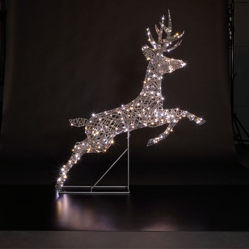 Richmond Leaping Lit Stag - White Mix - 1.5m - Plug In | Christmas | Christmas Lights | The Elms