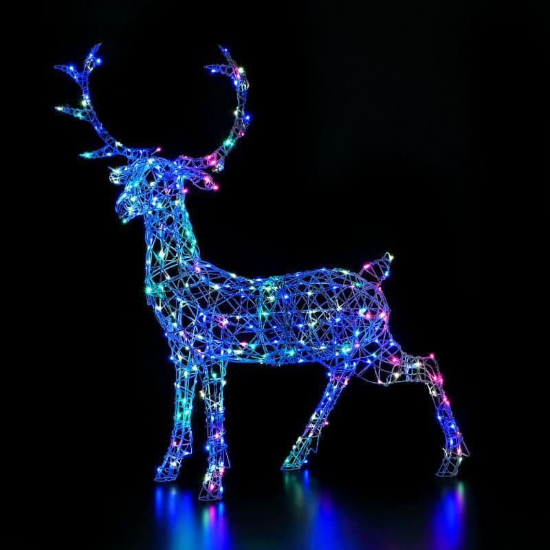 Woburn Colour Changeable Lit Stag - Multicolour - 1.4m - Plug In | Christmas | Christmas Lights | The Elms