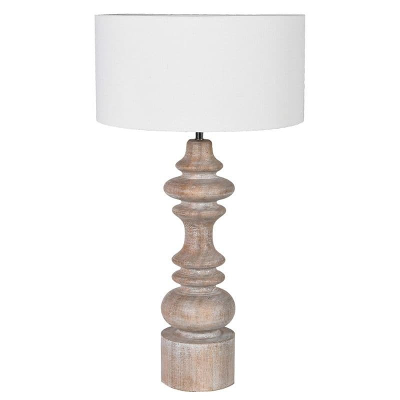 Natural Wood White Wash Lamp with Shade | Lamps | Table Lamps | The Elms
