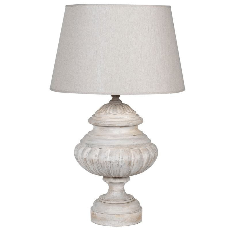 White Wash Lamp with Linen Shade – 88cm | Lighting & Lamps | Lamp Bases | The Elms