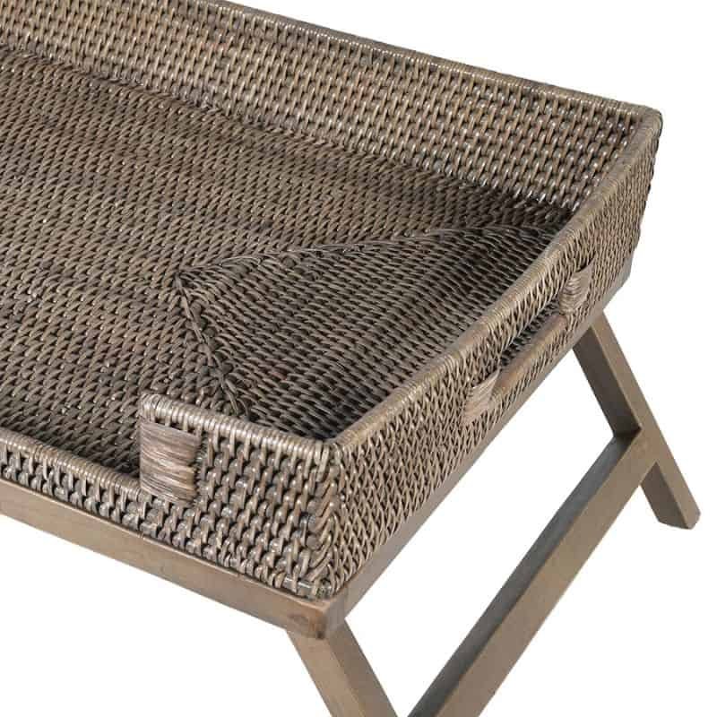 Handwoven Rattan Breakfast Tray On Legs - 73cm | Office | Trays | The Elms