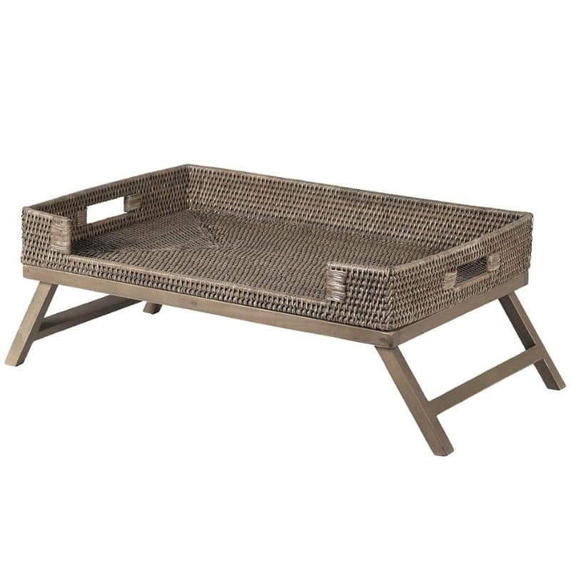 Handwoven Rattan Breakfast Tray On Legs - 73cm | Office | Trays | The Elms