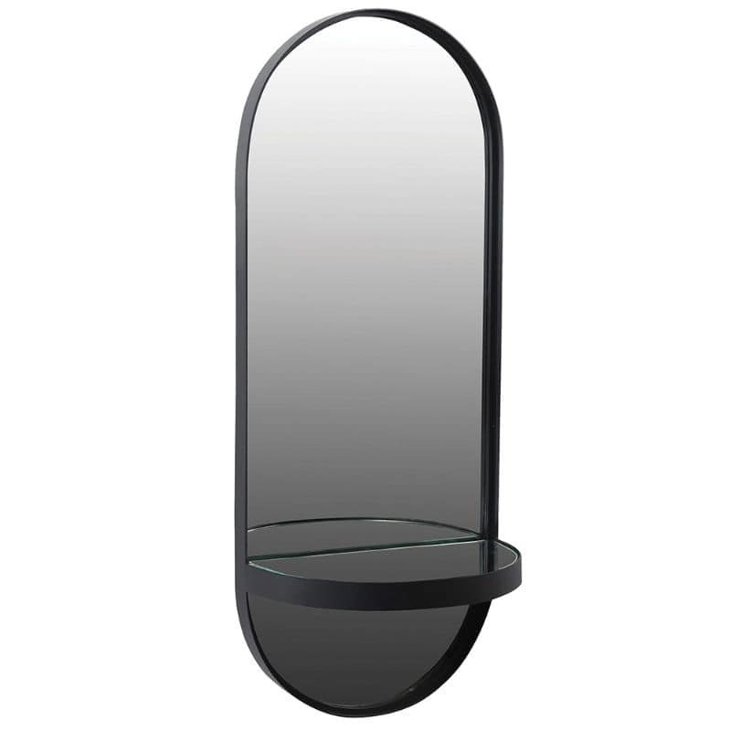 Black Wall Mirror with Shelf - 40cm x 100cm | Decorative Accessories | Mirrors | The Elms