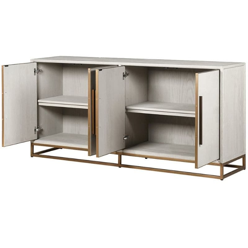 French Seaside Squares 4 Door Sideboard - 45cm x 180cm x 88cm | Living Room | Sideboards | The Elms