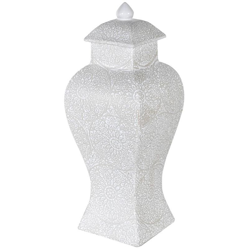 Small White Temple Jar - 45cm | Decorative Accessories | Vases | The Elms