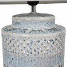Stormy Sky Glaze Table Lamp with Cream Drum Shade - 60cm | Lamps | Table Lamps | The Elms