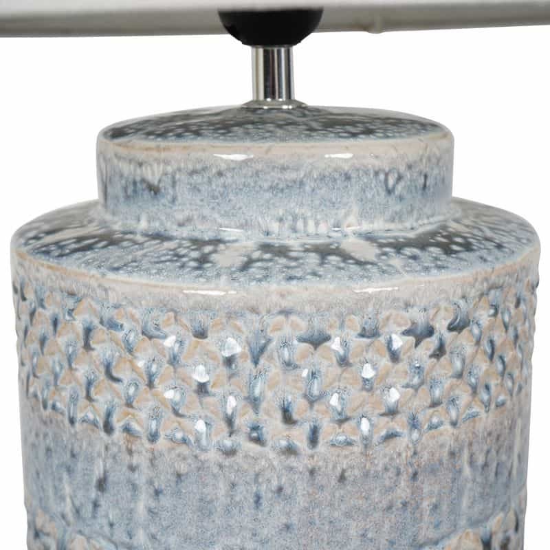 Stormy Sky Glaze Table Lamp with Cream Drum Shade - 60cm | Lamps | Table Lamps | The Elms