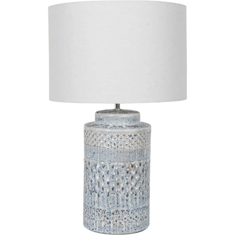 Stormy Sky Glaze Table Lamp with Cream Drum Shade - 60cm | Lamps | Table Lamps | The Elms