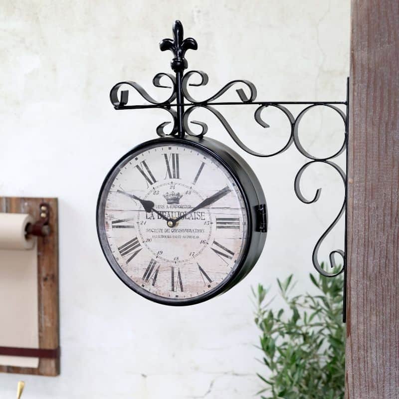Black Double Wall Clock - 14 inch x 16 inch | Decorative Accessories | Clocks | The Elms
