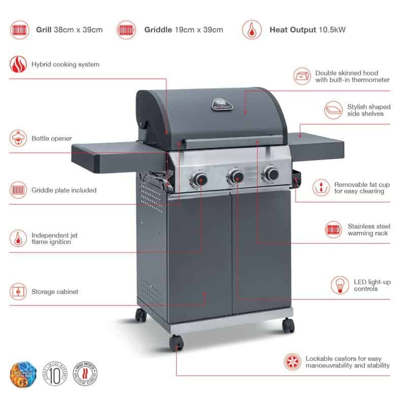 Grillstream Classic 3 Burner Hybrid BBQ | Outdoor Living | BBQ | The Elms