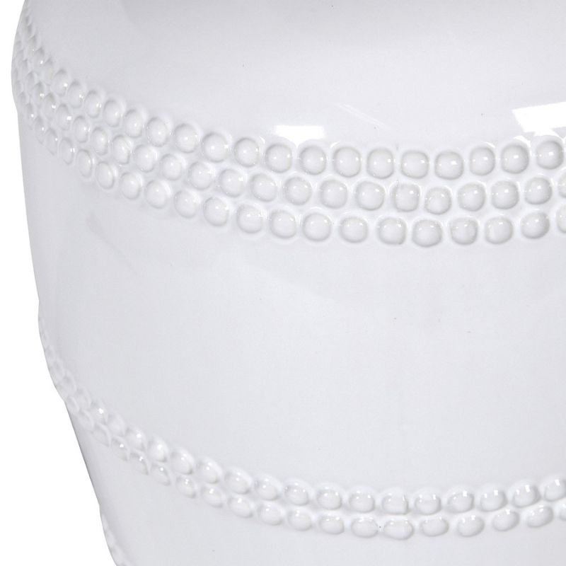 White Beaded Table Lamp with Linen Shade - 62cm | Lamps | Table & Desk Lamps | The Elms