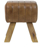 Ramy Leather Brown Stool - 46cm | Bedroom | Benches & Pouffes | The Elms