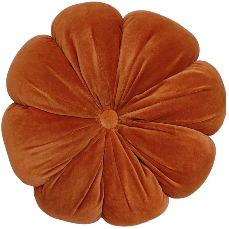 Round Fleur Rust Cushion - 40cm x 40cm | Soft Furnishings | Cushions | The Elms
