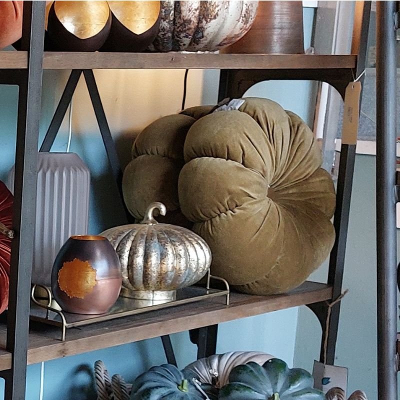 Round Fleur Olive Cushion - 40cm x 40cm | Soft Furnishings | Cushions | The Elms