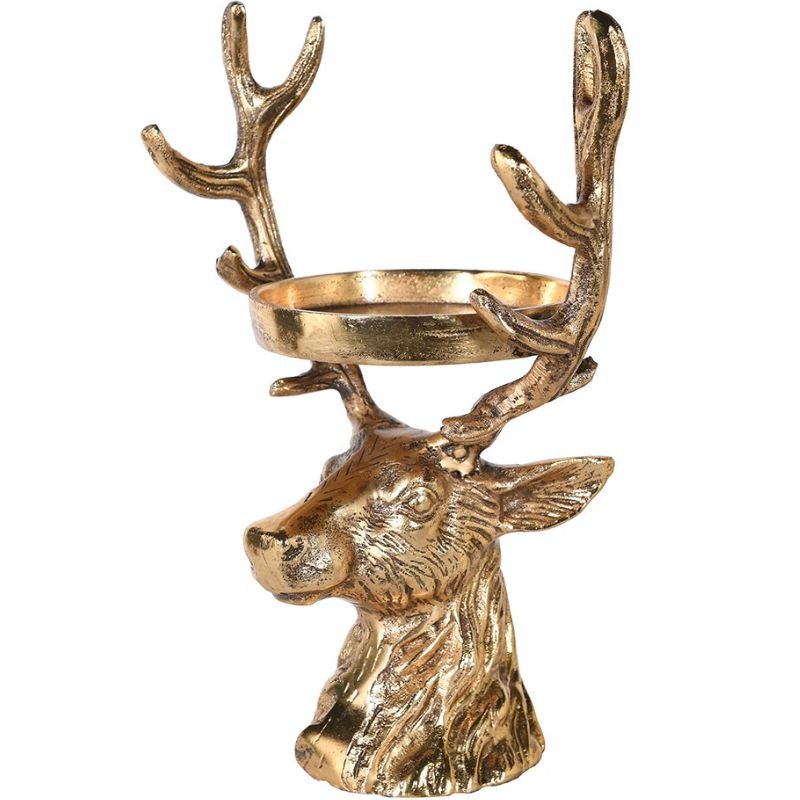 Brass Reindeer Candleholder - 63cm | Christmas | Christmas Hurricanes & Candleholders | The Elms