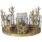 Gold Reindeer Multi Candleholder - 22cm | Christmas | Christmas Hurricanes & Candleholders | The Elms