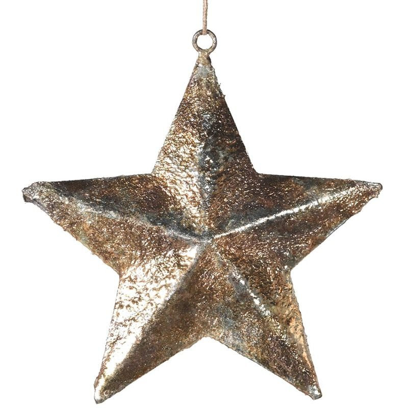 Gold Distressed Hanging Star - 25cm | Christmas | Christmas Decorative Accessories | The Elms