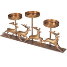 Gold Reindeer Triple Candleholder - 40cm | Christmas | Christmas Hurricanes & Candleholders | The Elms