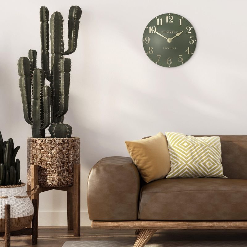 Arabic Lichen Green Wall Clock - 12 inch | Wall Decor | Clocks | The Elms