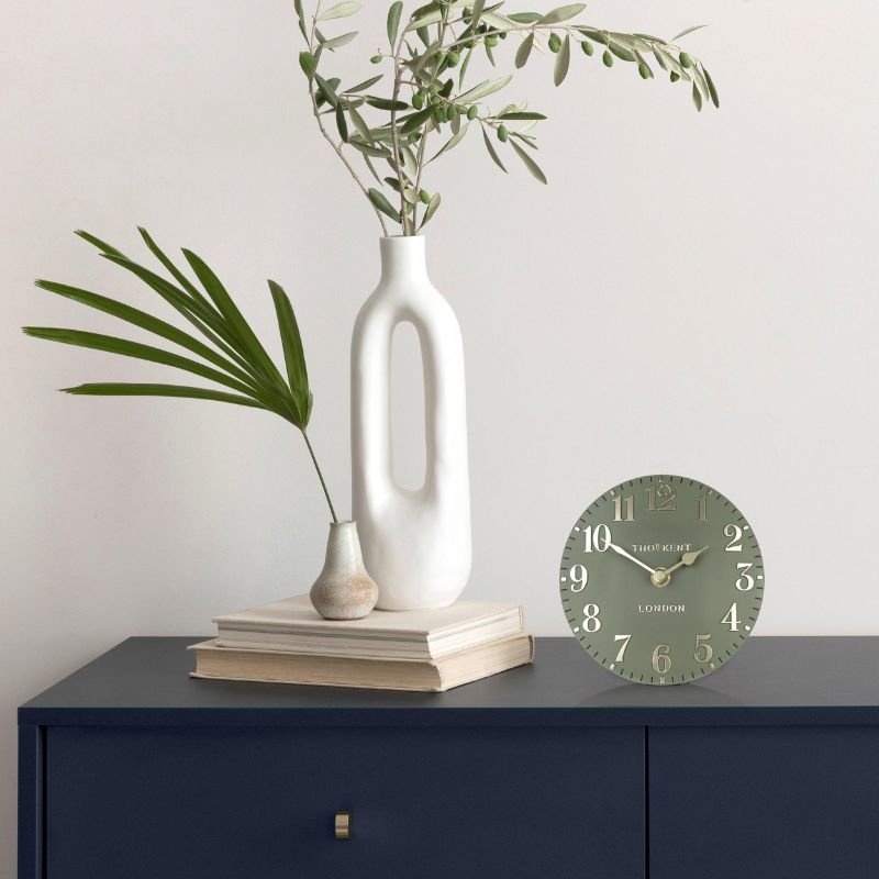Arabic Lichen Green Mantel Clock - 6 inch | Wall Decor | Clocks | The Elms