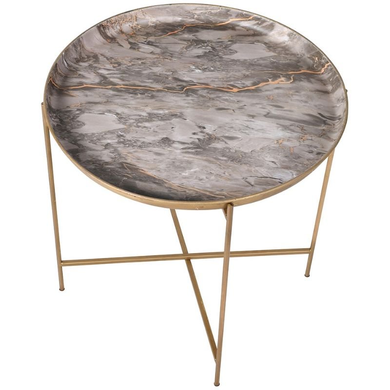 Marble Effect Tray Side Table - 51cm x 52cm | Living Room | Coffee Tables & Side Tables | The Elms