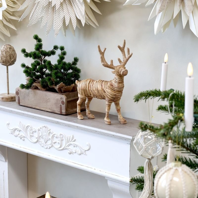 Wicker Reindeer - 29cm | Christmas Decorative Accessories | The Elms