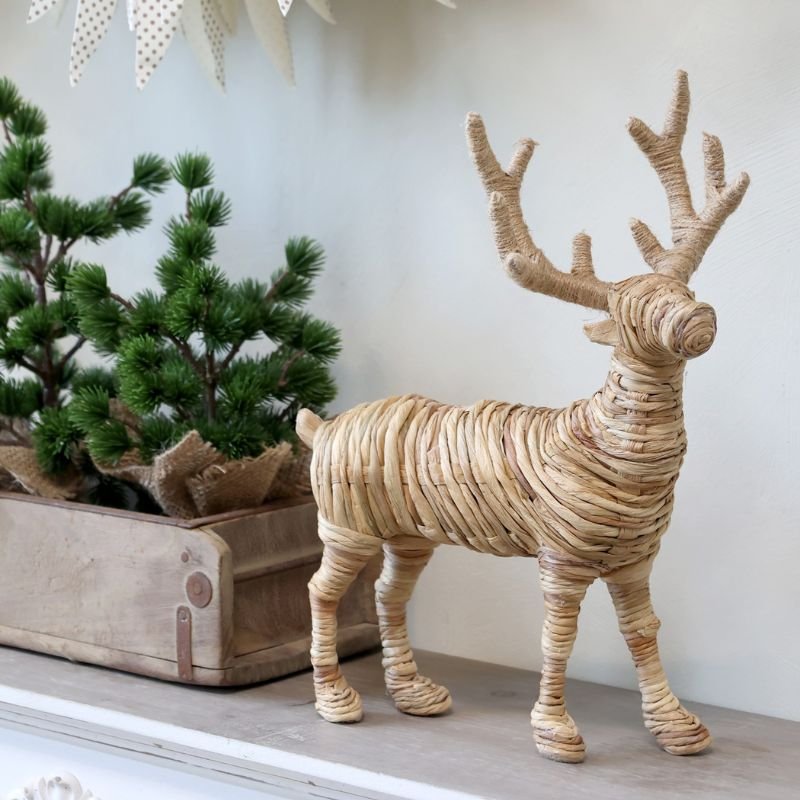 Wicker Reindeer - 29cm | Christmas Decorative Accessories | The Elms