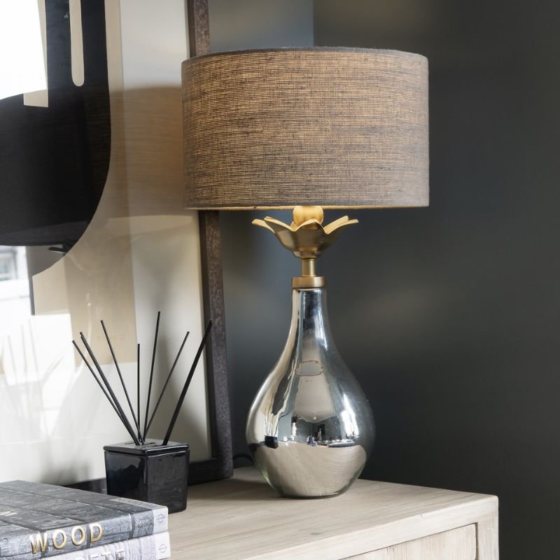 Claymore Mercury Glass Teardrop Table Lamp With Shade - 52cm | Lamps | Table & Desk Lamps | The Elms