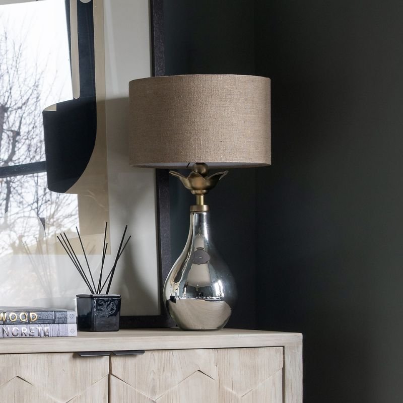 Claymore Mercury Glass Teardrop Table Lamp With Shade - 52cm | Lamps | Table & Desk Lamps | The Elms