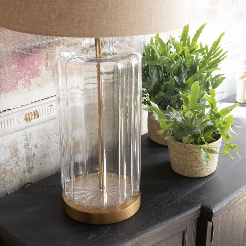 Clifton Ribbed Glass Table Lamp With Shade - 92cm | Lamps | Table & Desk Lamps | The Elms