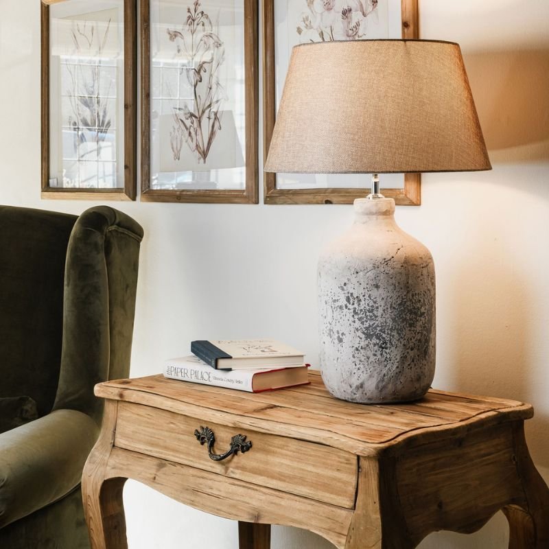 Birkdale Stone Table Lamp With Gravel Shade - 63cm | Lamps | Table & Desk Lamps | The Elms