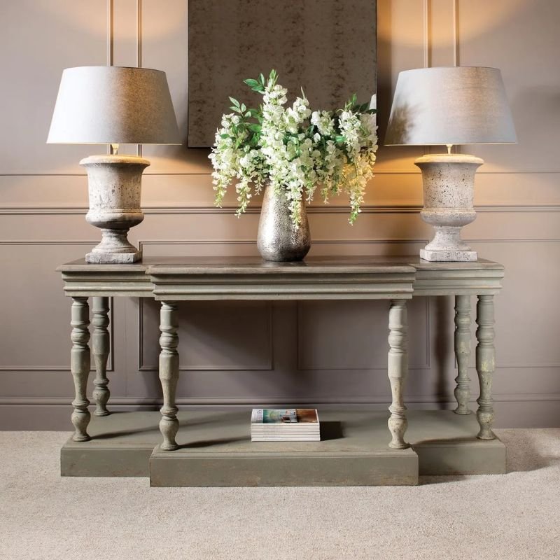 Birkdale Stone Urn Table Lamp With Grey Shade - 80cm | Lamps | Table & Desk Lamps | The Elms