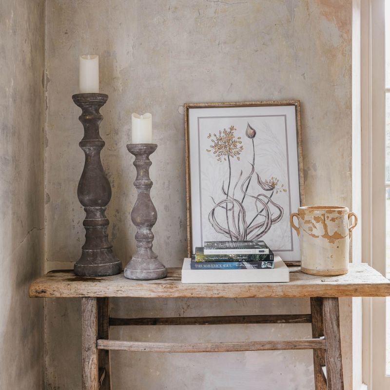 Birkdale Charcoal Bauble Stone Candleholder - 51cm | Lighting Accessories | Hurricanes & Candle Holders | The Elms