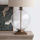 Clifton Antique Gold Glass Round Table Lamp With Beige Shade - 73cm | Lamps | Table & Desk Lamps | The Elms