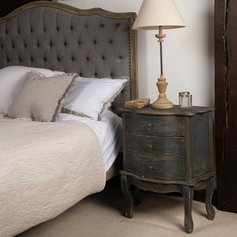 Clovelly Three Drawer Bedside Table - 62.5cm x 72cm | Bedroom | Bedside Tables | The Elms