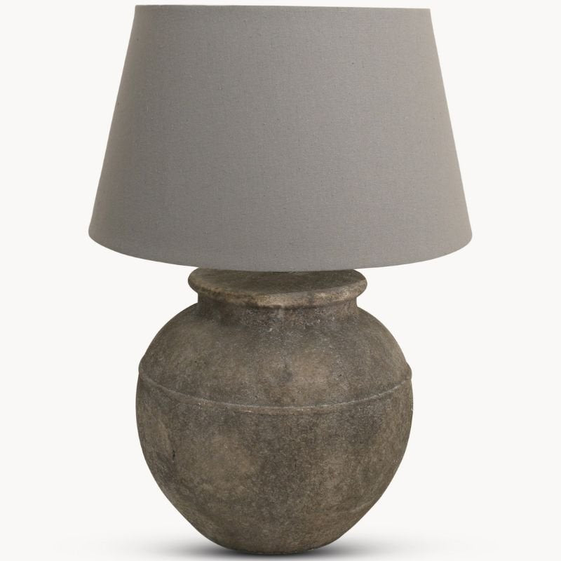 Birkdale Dark Grey Stone Table Lamp With Grey Shade - 60cm | Lamps | Table & Desk Lamps | The Elms