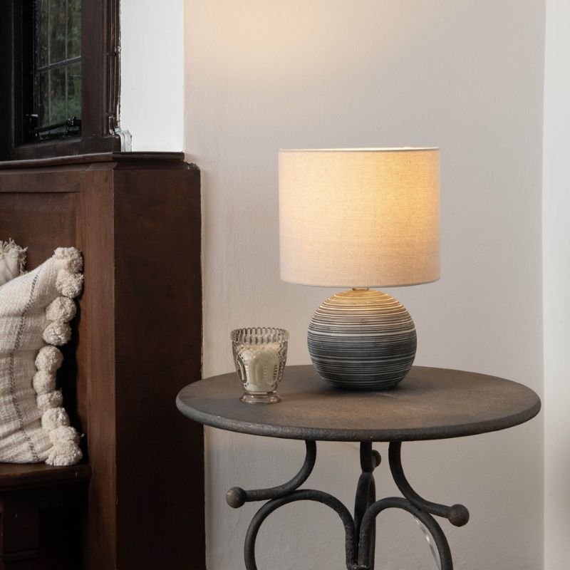 Derby Striped Ceramic Table Lamp With Shade - 37cm | Lamps | Table & Desk Lamps | The Elms