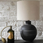 Derby Striped Ceramic Table Lamp With Shade - 37cm | Lamps | Table & Desk Lamps | The Elms