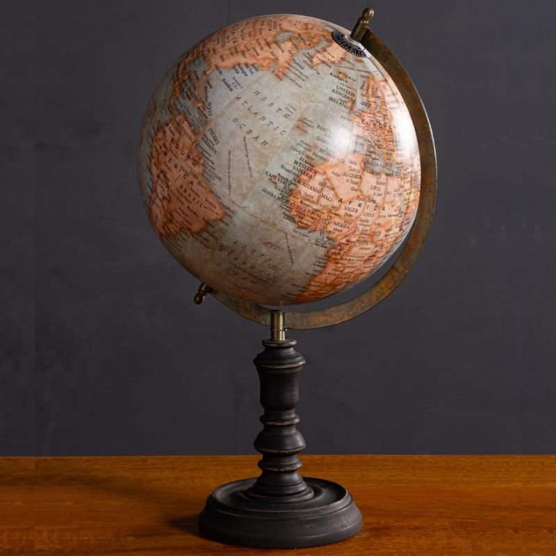 Blue Globe On Black Base - 47cm | Decorative Accessories | Decorative Objects | The Elms