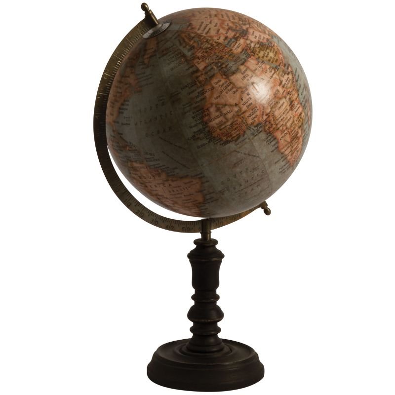 Blue Globe On Black Base - 47cm | Decorative Accessories | Decorative Objects | The Elms