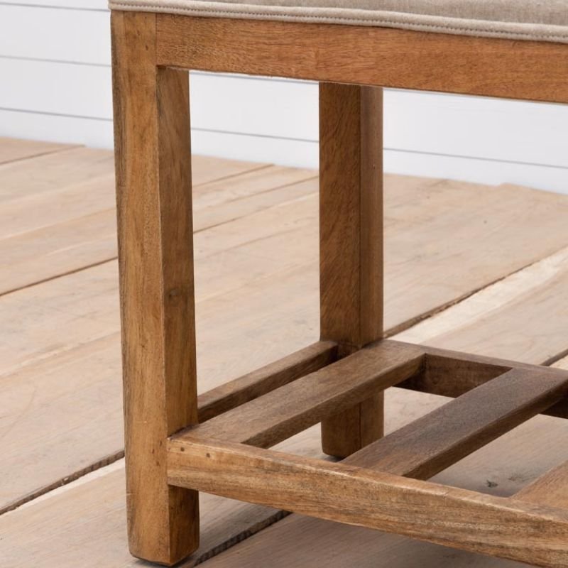 Hermine Beige Bench - 118cm x 31cm x 45cm | Bedroom | Benches & Pouffes | The Elms