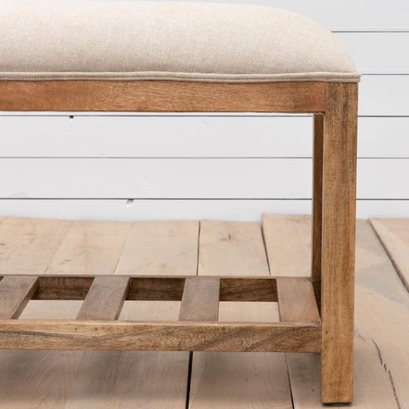 Hermine Beige Bench - 118cm x 31cm x 45cm | Bedroom | Benches & Pouffes | The Elms