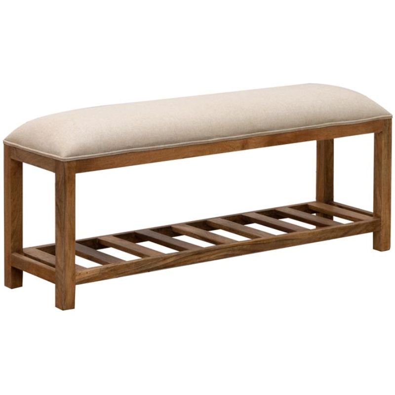 Hermine Beige Bench - 118cm x 31cm x 45cm | Bedroom | Benches & Pouffes | The Elms