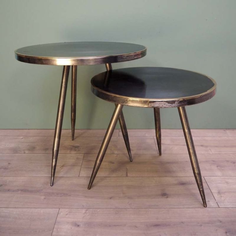 Golden Edge Side Tables - 54cm x 50cm | Living Room | Coffee Tables & Side Tables | The Elms
